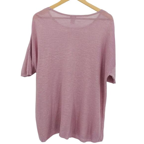 Chico’s dolman sleeve orchid pink popover linen blend sweater large - Picture 3 of 6